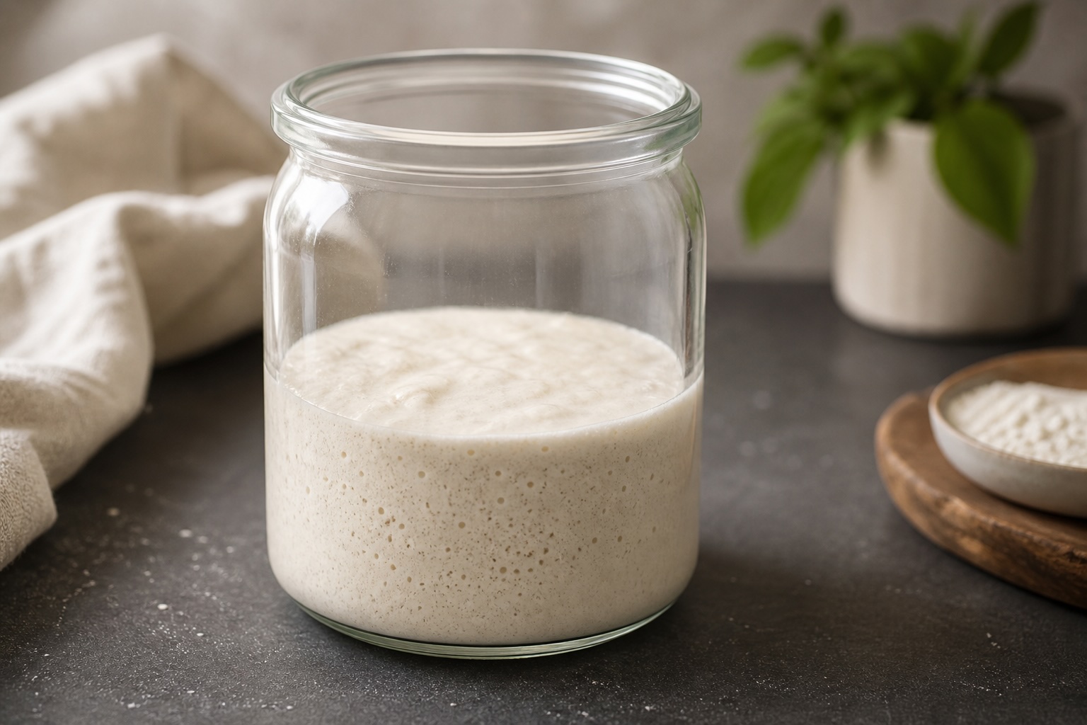 Glutenfreier Reissauerteig, laktosefrei, eifrei – Rezept aus dem Maisterei Magazin (KI-bearbeitet)