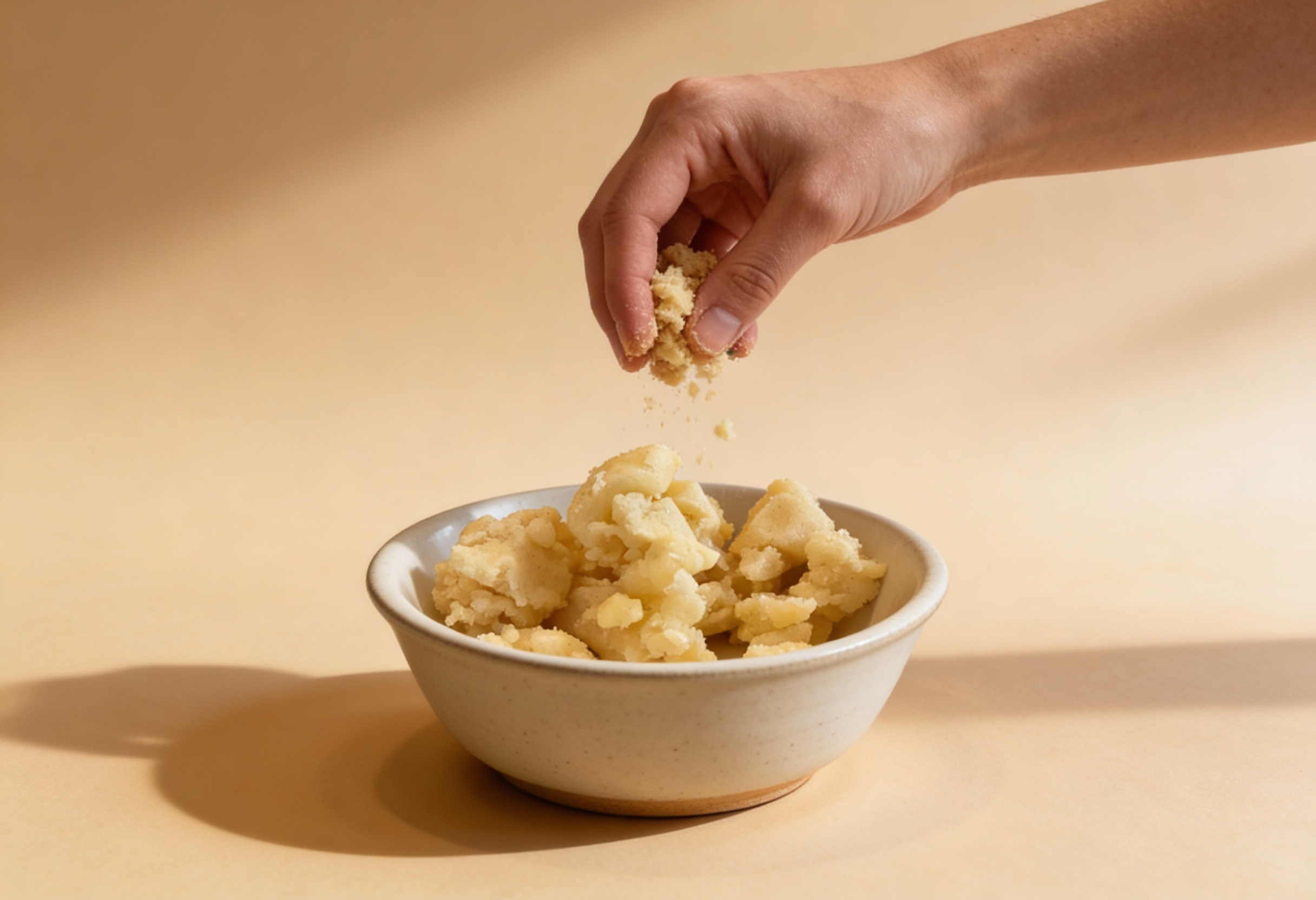 Glutenfreier Streuselteig ohne Zuckerzusatz, laktosefrei nach Wahl, eifrei – Rezept aus dem Maisterei Magazin (KI-bearbeitet)