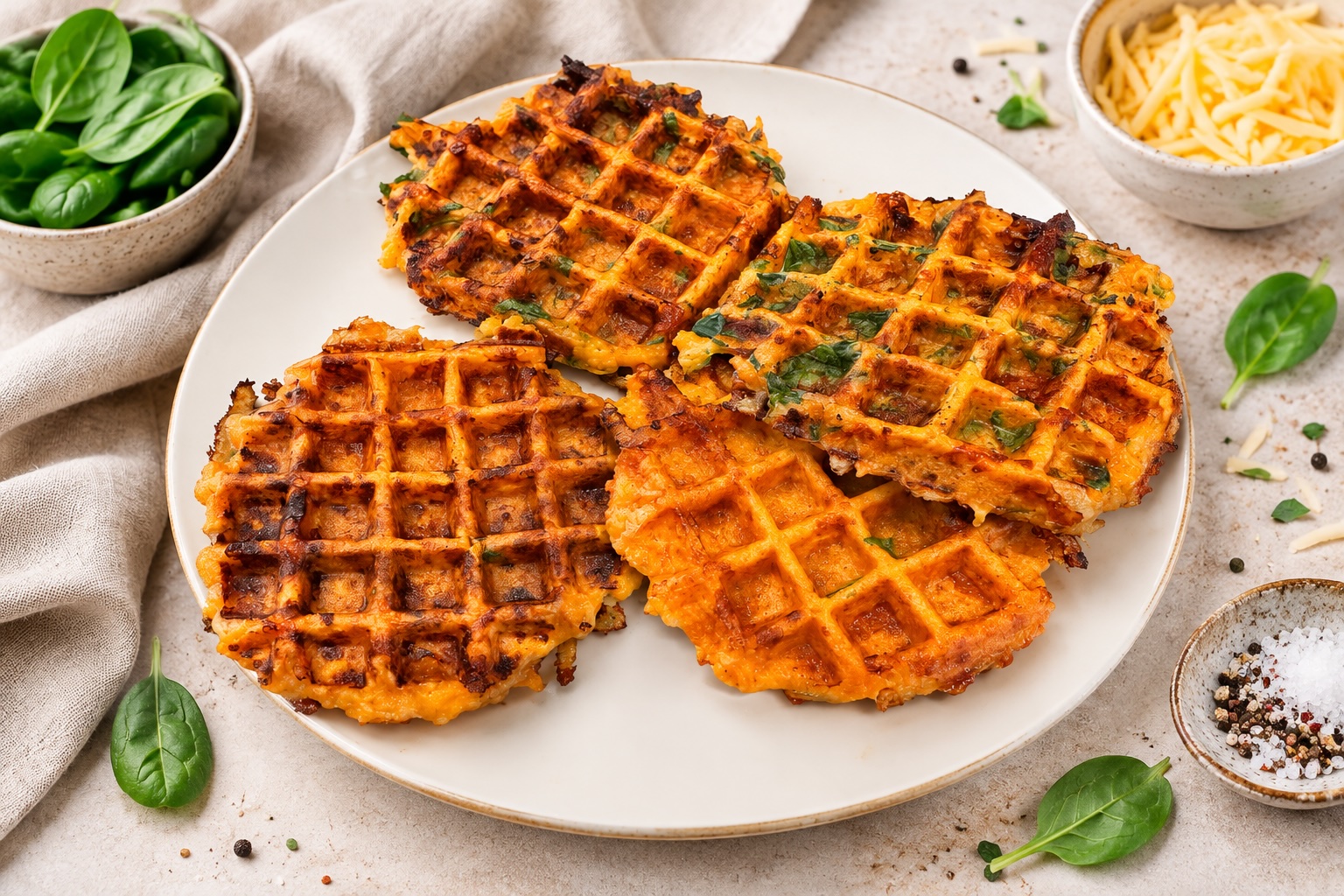 Glutenfreie Pizza-Waffeln, laktosefrei nach Wahl, vegetarisch – Rezept aus dem Maisterei Magazin (KI-bearbeitet)