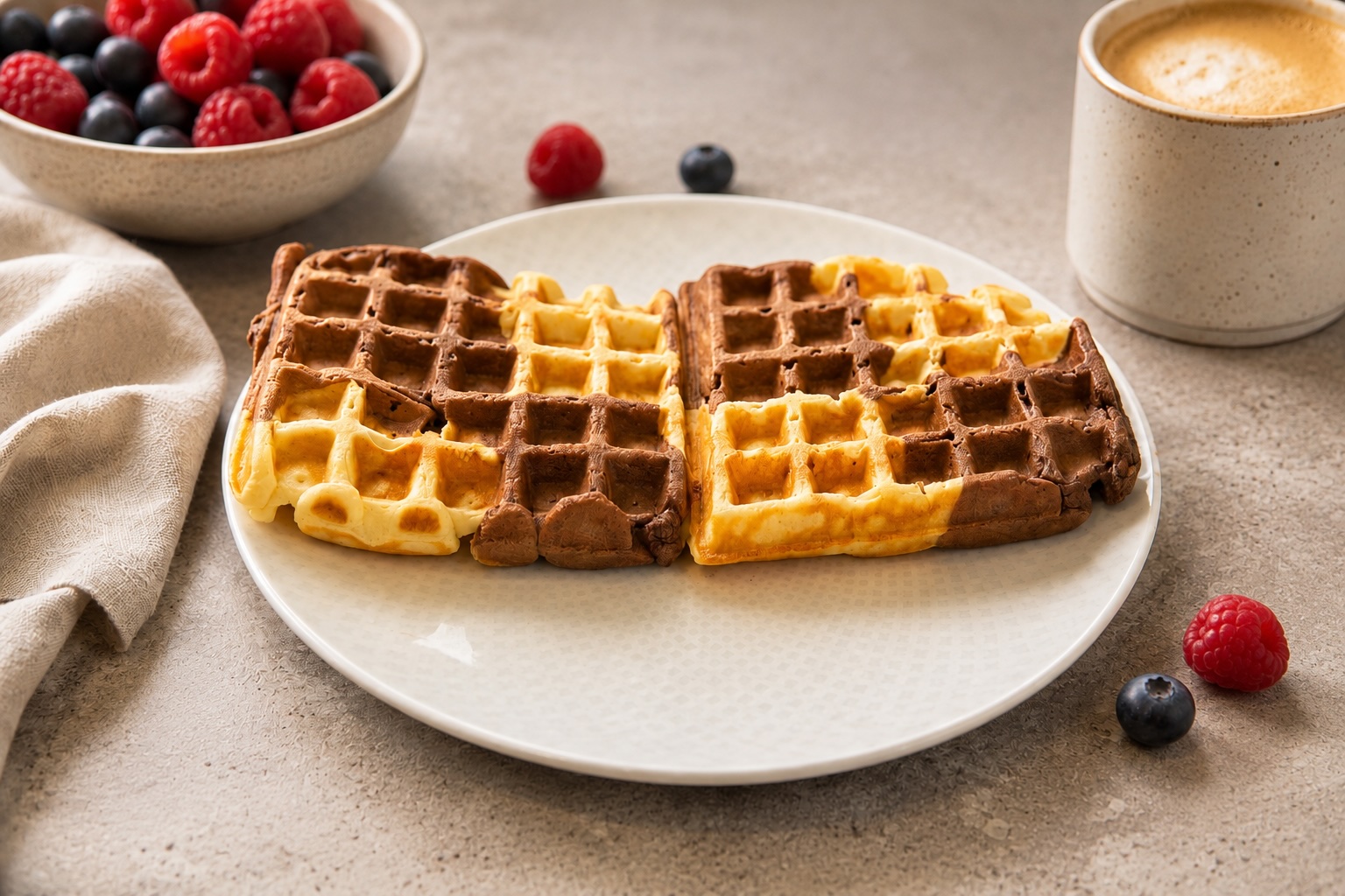 Glutenfreie Schoko-Bananen-Waffeln ohne raffinierten Zucker, laktosefrei nach Wahl, hefefrei – Rezept aus dem Maisterei Magazin (KI-bearbeitet)