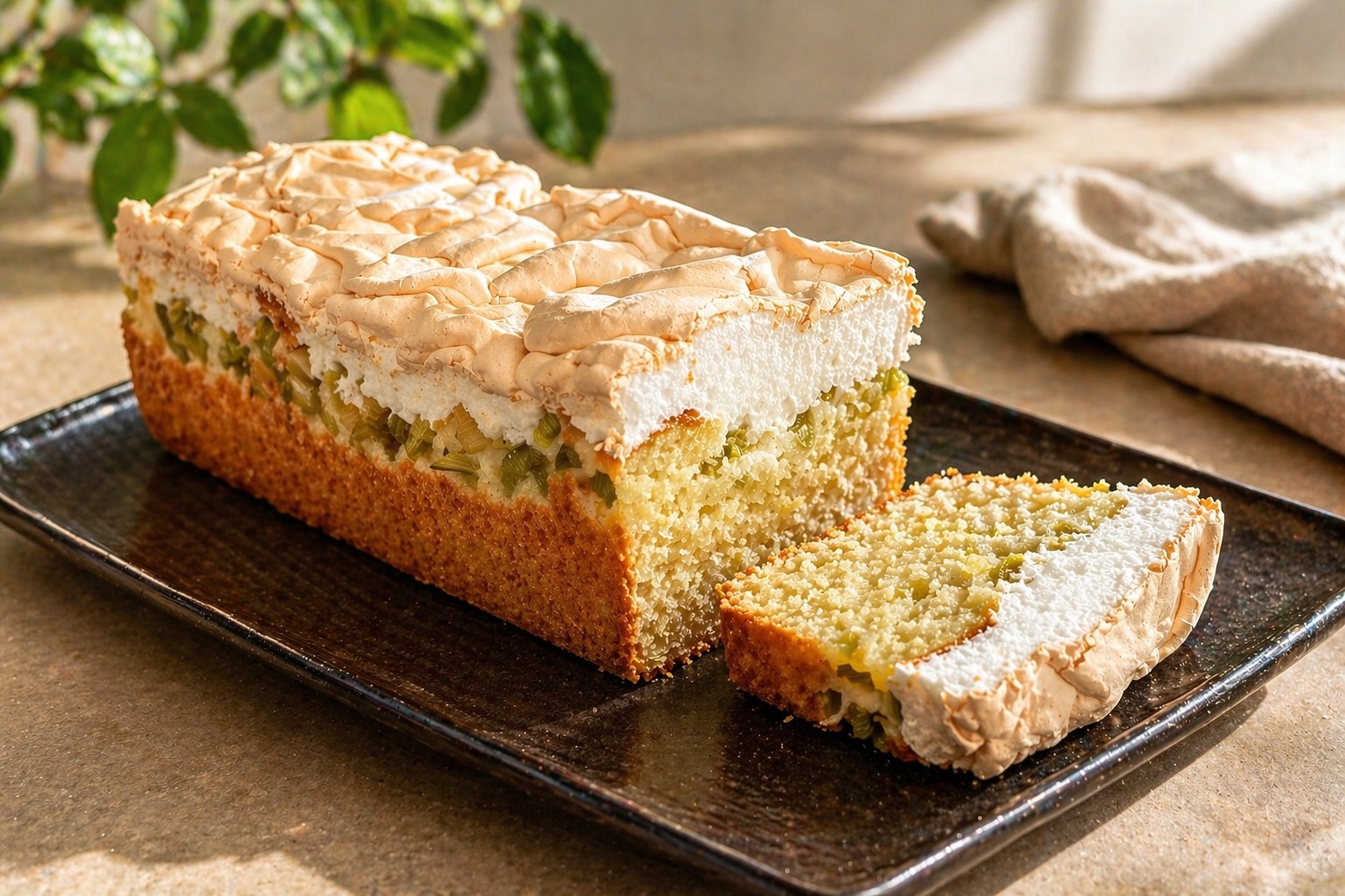 Glutenfreier Rhabarberkuchen in Kastenform, laktosefrei nach Wahl, hefefrei – Rezept aus dem Maisterei Magazin (KI-bearbeitet)