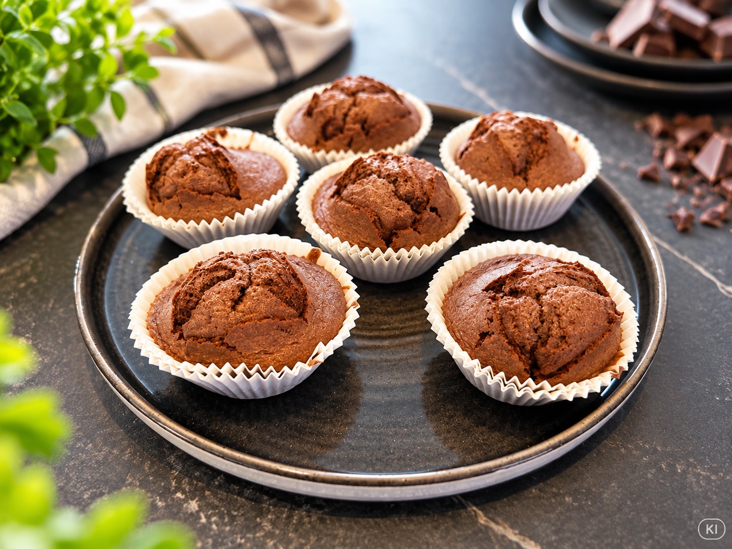 Glutenfreie schnelle Schoko-Airfryer-Muffins, laktosefrei nach Wahl, hefefrei – Rezept aus dem Maisterei Magazin (KI-bearbeitet)